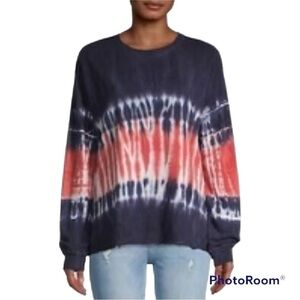 C&C California Red White Blue Mood Indigo Tie Dye Long Sleeve Comfortable Shirt